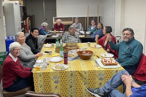 People seated around table