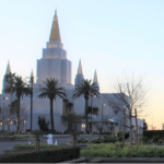 Temple building with spires and palm trees
